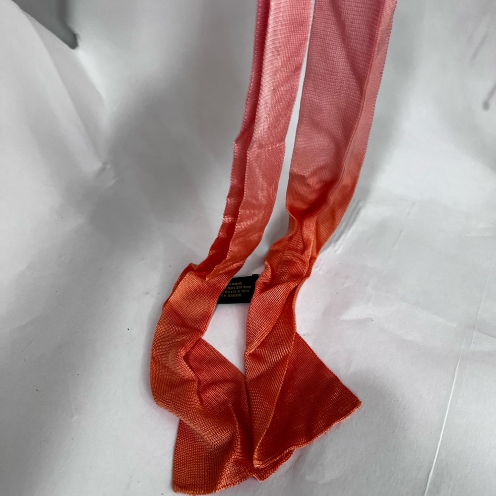Lauren Ralph Lauren Pink Orange Ombre Rayon Ruffle Skinny Scarf - Picture 8 of 9